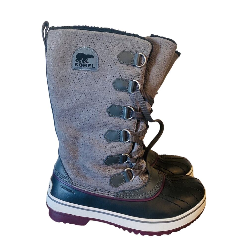 Sorel Women's Tivoli Gray Calf Length Waterproof Boots Size 7
